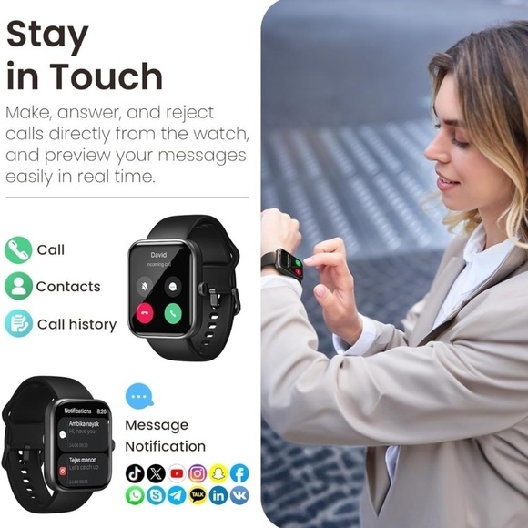 NEW High Tech Smart Watch for Messages/Calls, Fitness, Heart, & Sleep Tracker - Picture 2 of 7